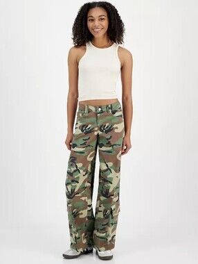 MADDEN GIRL Camo Wide Leg Cargo Pants